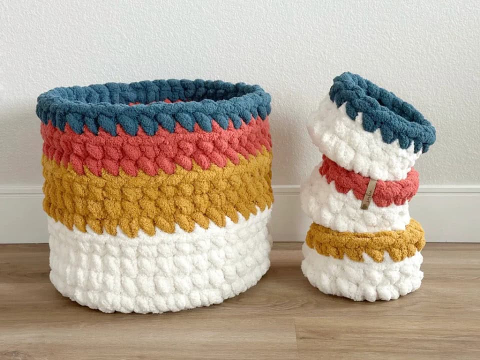 Image for XL Crochet Color Block Basket | Free Crochet Pattern